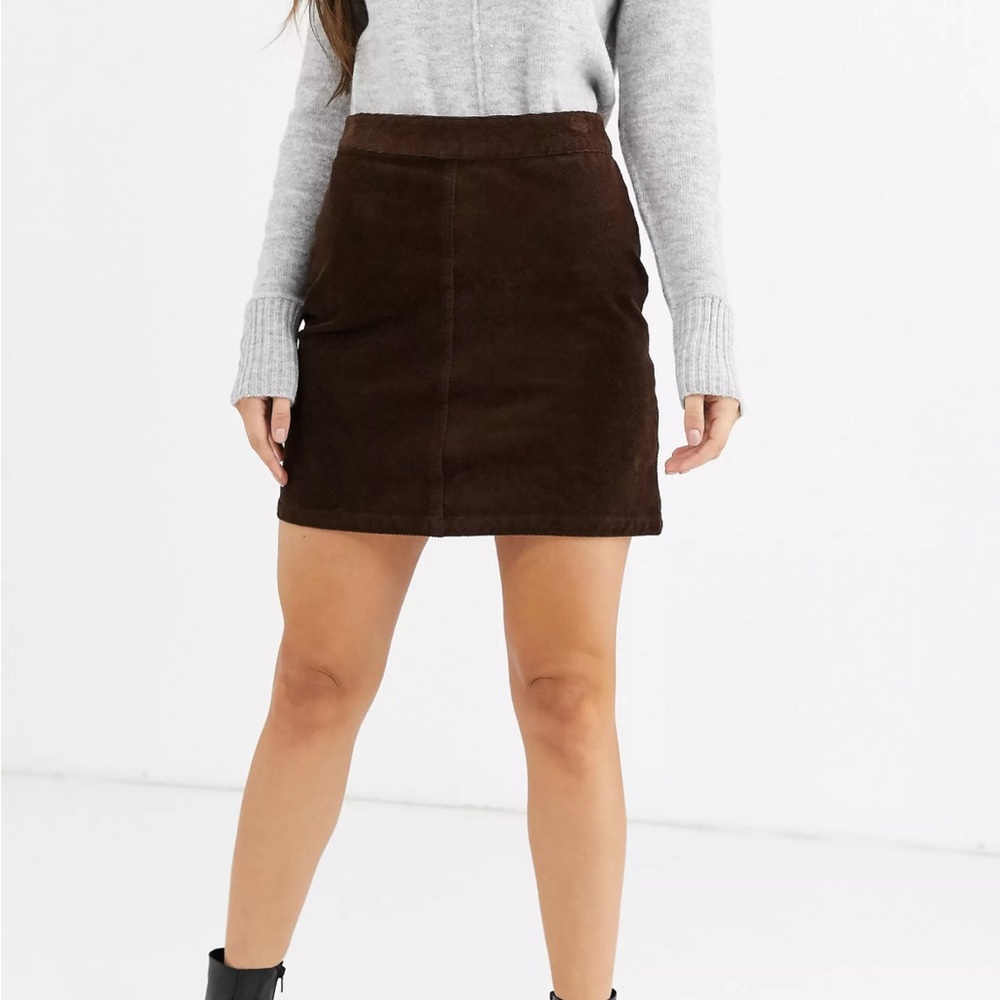 Warehouse brown corduroy mini skirt